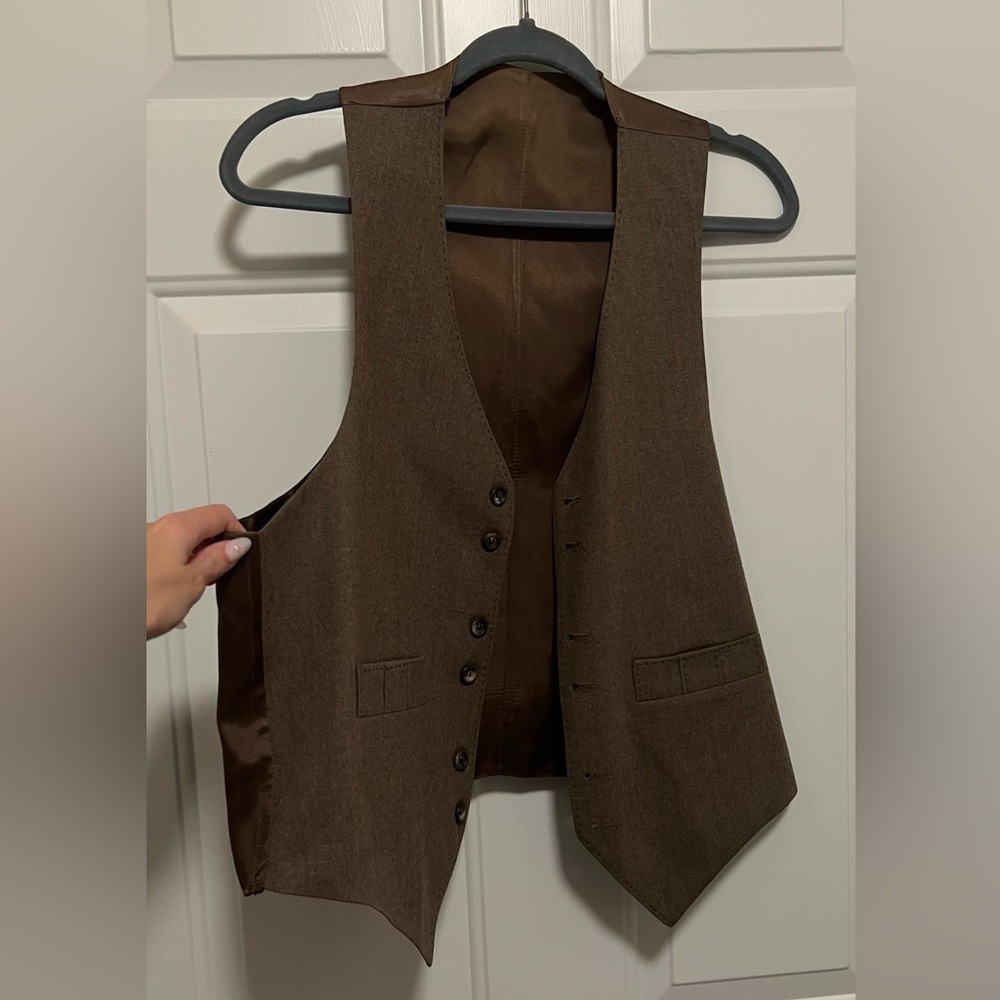 Vintage Authentic Wool Brown Button-Up Vest